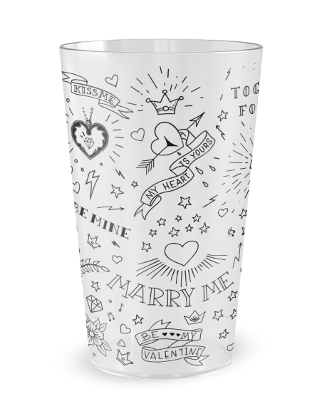 Gobelet transparent de face - mariage tatouages - Ecocup