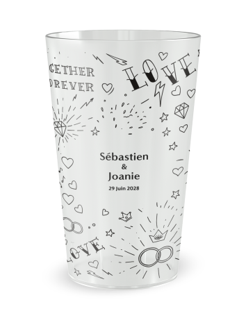 Transparante beker - Voornaam - tatoeage trouwbeker - Ecocup