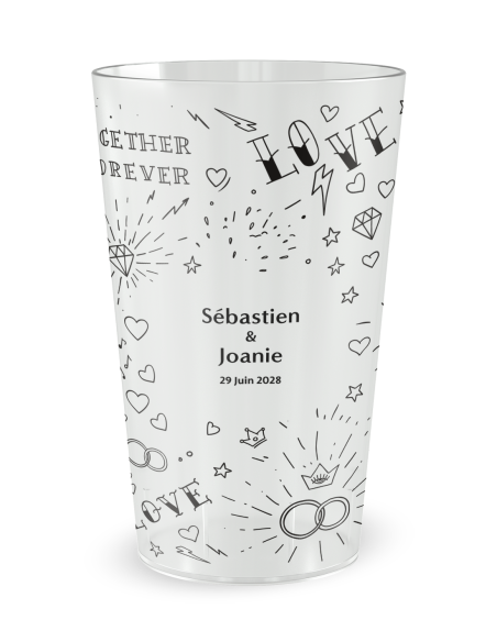 Gobelet transparent - Prénom - mariage tatouages - Ecocup