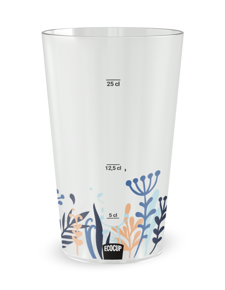 Transparante beker met maatverdeling - bruiloftsbeker hoge grassen - Ecocup