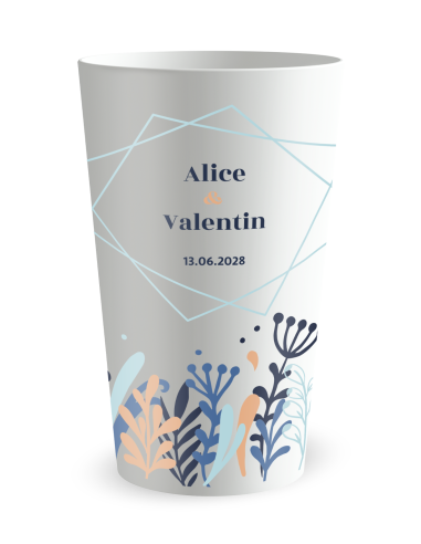 Gobelet blanc - Prénom - mariage herbes hautes - Ecocup