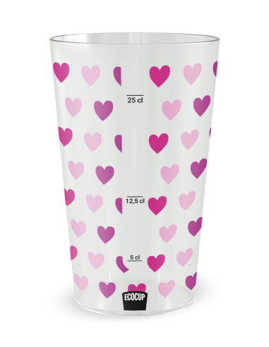 Gobelet transparent de dos - mariage coeurs love - Ecocup