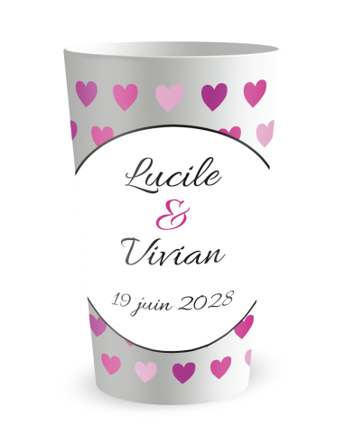 Witte beker - Voornaam - trouwbeker liefdeshartjes - Ecocup
