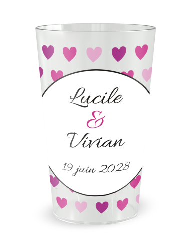 Transparante beker - Voornaam - trouwbeker liefdeshartjes - Ecocup
