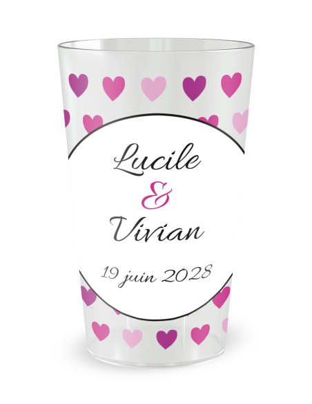Transparante beker - Voornaam - trouwbeker liefdeshartjes - Ecocup