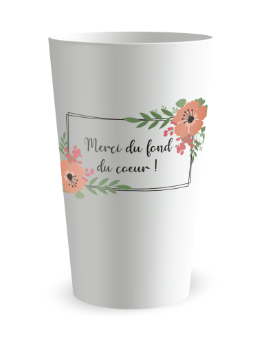 Witte beker, achteraanzicht - trouwbeker vintage bloemen - Ecocup