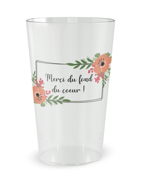 Gobelet transparent de dos - mariage fleurs vintage - Ecocup