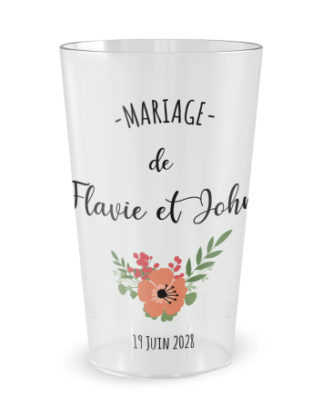 Transparante beker - Voornaam - trouwbeker vintage bloemen - Ecocup