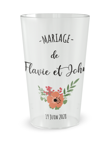 Transparante beker - Voornaam - trouwbeker vintage bloemen - Ecocup