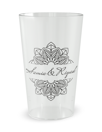 Gobelet transparent de face - mariage oriental henné - Ecocup