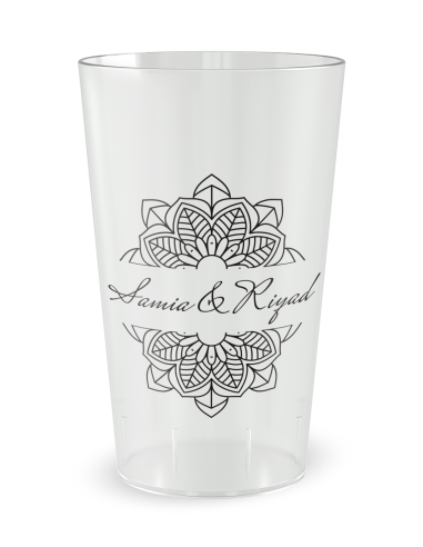 Gobelet transparent de face - mariage oriental henné - Ecocup