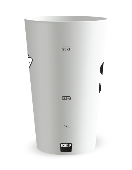 Witte beker met maatverdeling - trouwbeker initialen bloemen - Ecocup