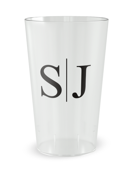 Gobelet transparent - Prénom - mariage initiales fleurs - Ecocup