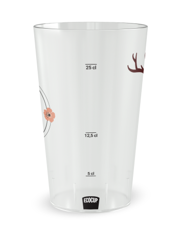 Gobelet transparent de face - mariage bois cerf  - Ecocup 2
