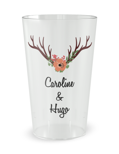 Gobelet transparent de face - mariage bois cerf  - Ecocup
