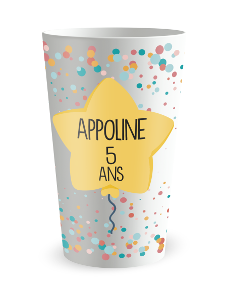 Gobelet blanc - Prénom - anniversaire enfant ballon - Ecocup