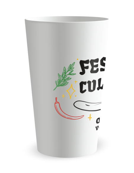 Witte beker, zijaanzicht - Culinaire Festival - Ecocup