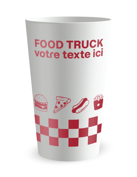 Witte beker aan de voorkant - “Food Truck Voertuig” - Ecocup