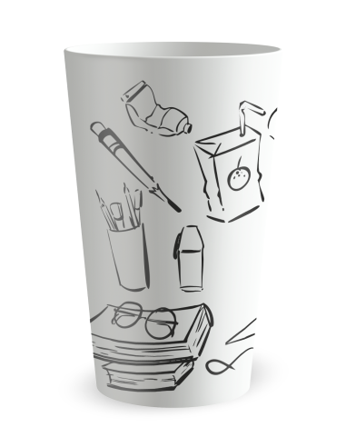 Witte beker aan de voorkant - “School Doodle” - Ecocup