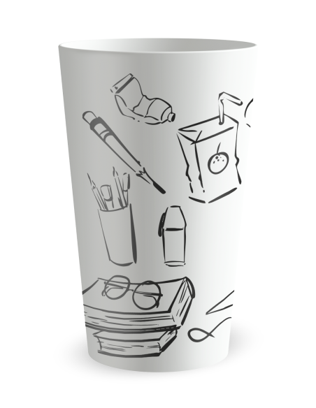 Gobelet blanc de face - Ecole Doodle - Ecocup