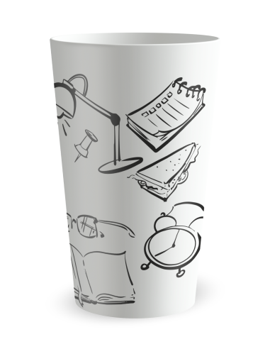 Witte beker, zijaanzicht - “School Doodle” - Ecocup