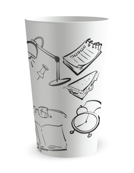 Gobelet blanc de coté - Ecole Doodle - Ecocup