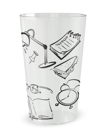 Transparante beker aan de voorkant - “School Doodle” - Ecocup 2