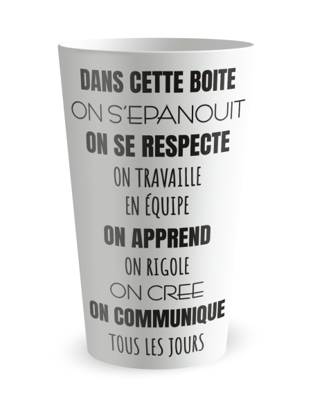 Gobelet blanc de face - Entreprise l'Equipe - Ecocup