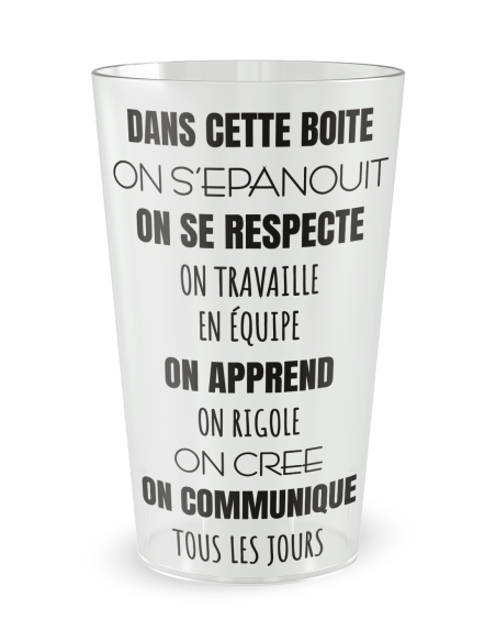 Gobelet transparent de face - Entreprise l'Equipe - Ecocup