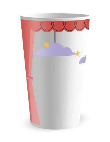 Witte beker achteraanzicht - “Theater” - Ecocup