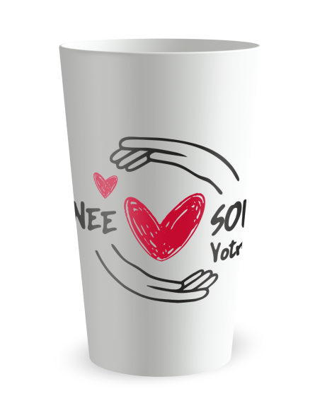 Witte beker aan de voorkant - “Solidariteitsdag” - Ecocup