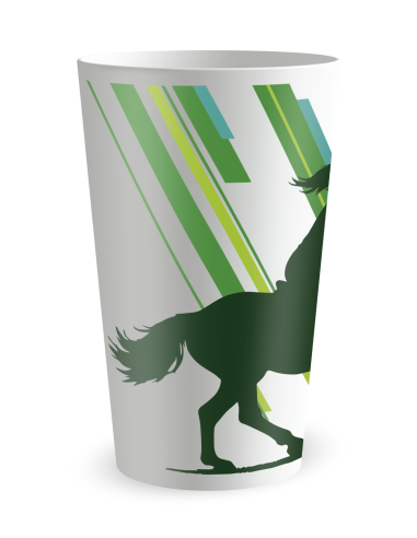 Witte beker, zijaanzicht - Silhouet “Paardensport” - Ecocup