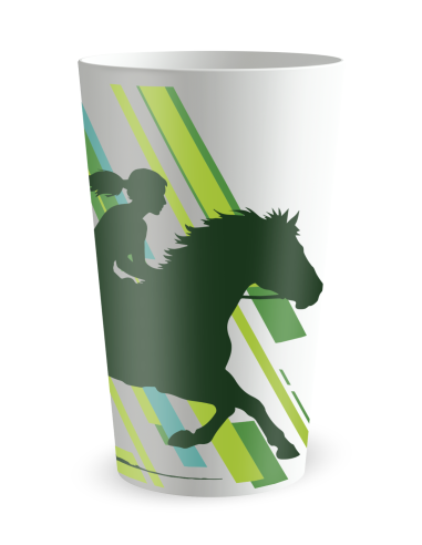 Witte beker aan de voorkant - Silhouet “Paardensport” - Ecocup