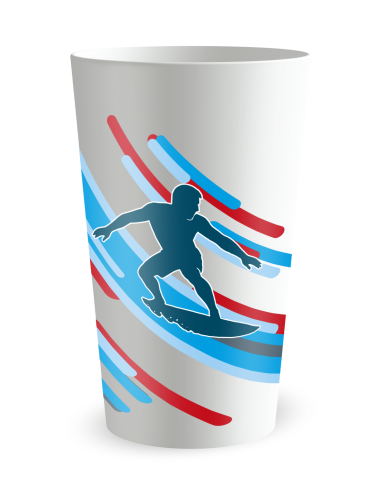 Gobelet blanc de face - Silhouette Surf - Ecocup
