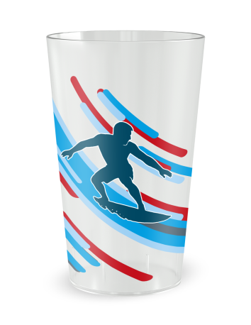 Transparante beker aan de voorkant - Silhouet “Surf” - Ecocup