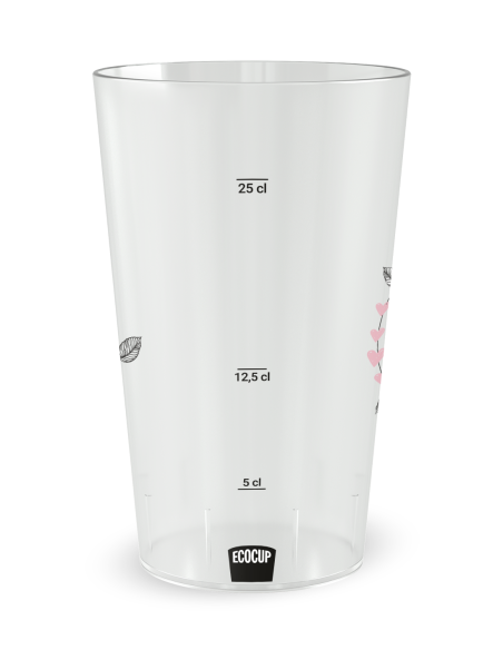 Gobelet transparent Graduation - Mariage Motif Plume - Ecocup