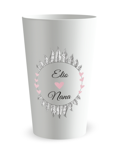 Witte beker aan de voorkant - Bruiloft “Veer-motief” - Ecocup