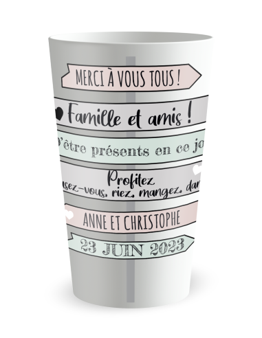Witte beker aan de voorkant - Bruiloft “Dankjewel-bord” - Ecocup
