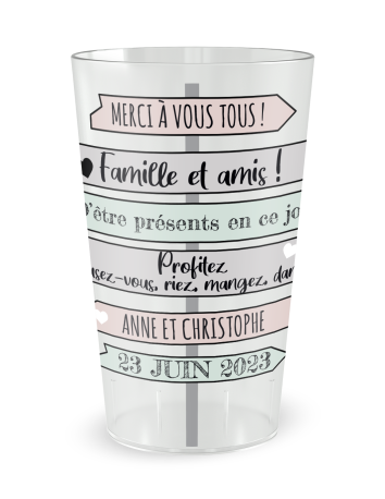 Transparante beker aan de voorkant - Bruiloft “Dankjewel-bord” - Ecocup