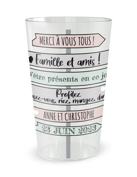 Transparante beker aan de voorkant - Bruiloft “Dankjewel-bord” - Ecocup