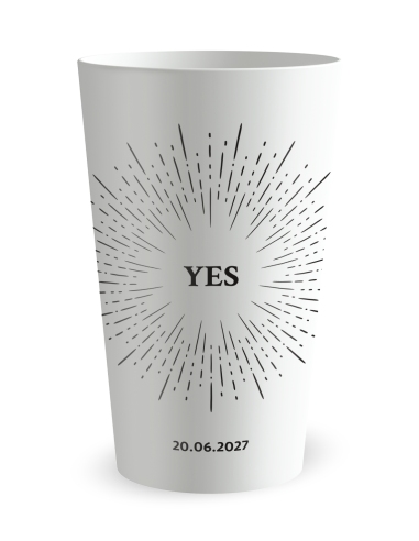 Gobelet blanc de face - mariage yes - Ecocup