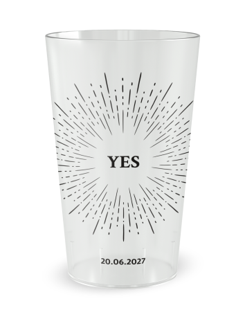 Gobelet transparent de face - mariage yes - Ecocup
