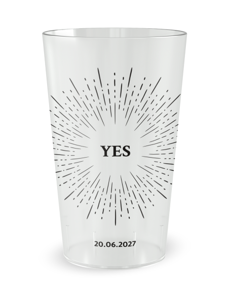 Gobelet transparent de face - mariage yes - Ecocup