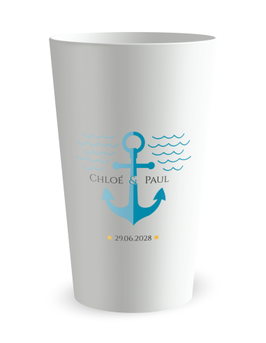 Witte beker aan de voorkant - maritieme beker: dezelfde boot - Ecocup