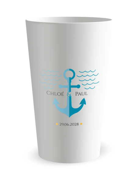 Witte beker aan de voorkant - maritieme beker: dezelfde boot - Ecocup