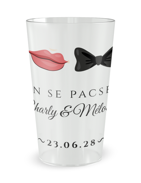 Gobelet transparent de face - pacs bouche et nœud papillon - Ecocup