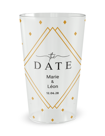 Gobelet transparent de face - mariage losanges - Ecocup