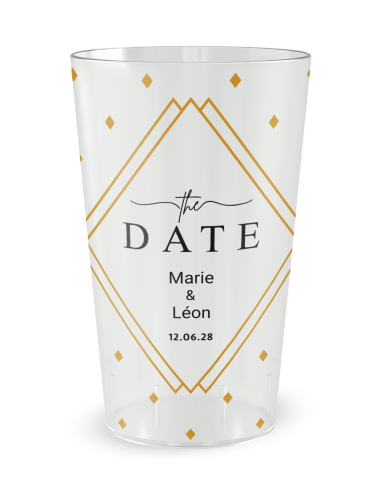 Gobelet transparent de face - mariage losanges - Ecocup