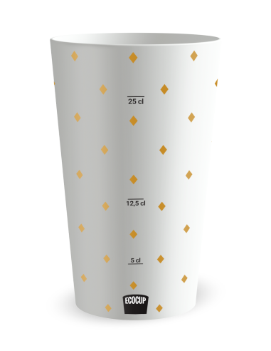 Witte beker met maatverdeling - bruiloftsbeker ruitjes - Ecocup