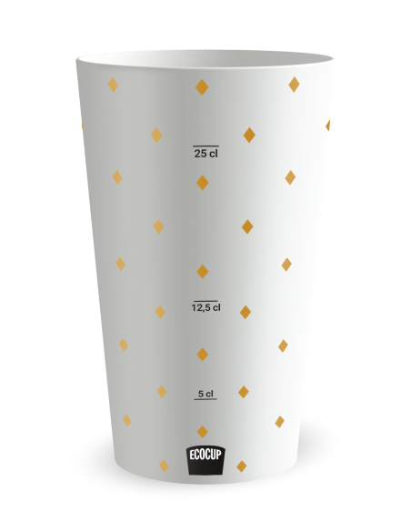 Witte beker met maatverdeling - bruiloftsbeker ruitjes - Ecocup